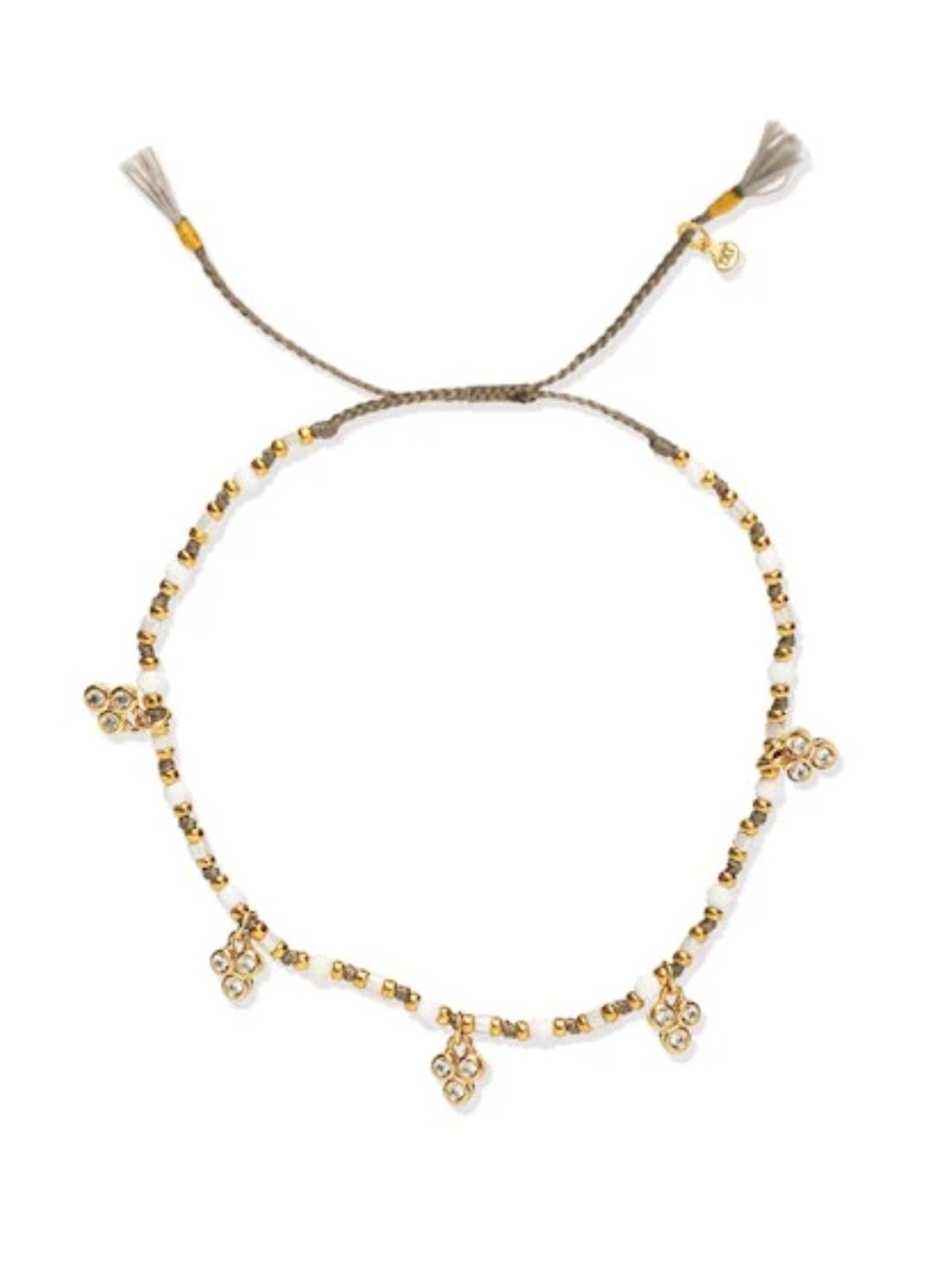 New Anthropologie x Tai Handmade Pull Tie Bracelet Gold White